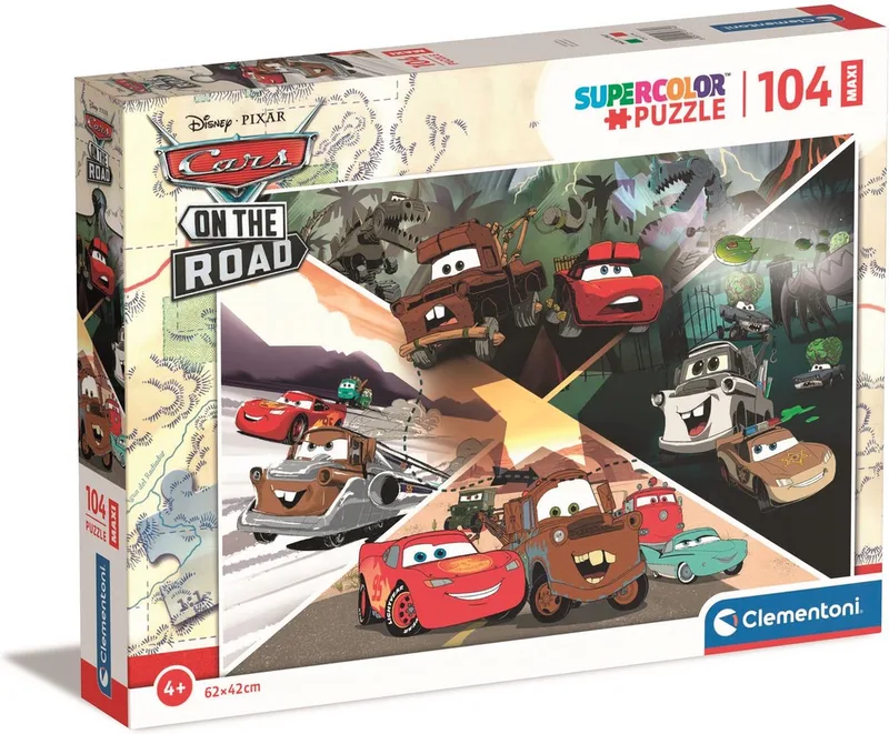 Puzzel - 104 Stukjes - Disney Cars On The Road - Kinderpuzzel - Vanaf 4 Jaar von Clementoni, Ausgabe Mehrfarbig – Schachtel