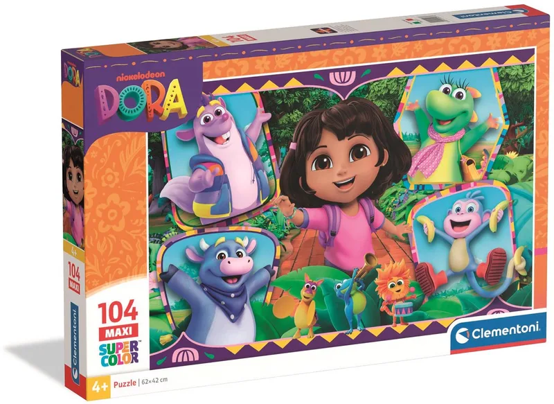 Puzzel - 104 Stukjes - Dora the Explorer - Puzzel Voor Kinderen - Maxi Super Color - vanaf 3 jaar från Clementoni, utgåva Flerfärgad – kartong