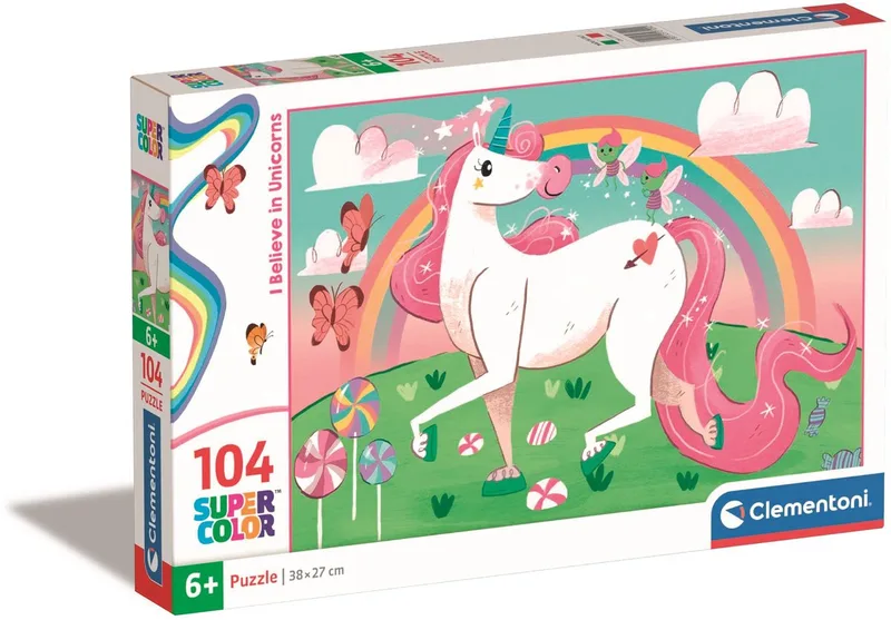 Puzzel - 104 Stukjes - I Believe in Unicorns Brilliant - Puzzel Voor Kinderen - Supercolor van Clementoni, editie Multi kleur – doos 1 van 2