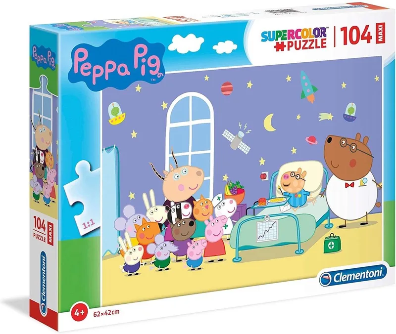 Puzzel 104 Stukjes Maxi Peppa Pig, Kinderpuzzels, 6-8 jaar, 23735 van Clementoni, editie Meerkleurig – doos