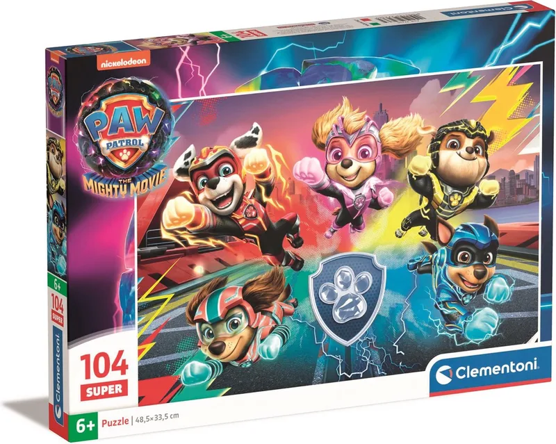 Puzzel - 104 Stukjes - Paw Patrol: The Mighty Movie - Kinderpuzzel - Vanaf 6 Jaar de Clementoni, édition Multicolore – boîte