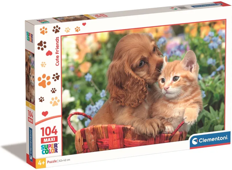 Puzzel - 104 Stukjes - puppy en kitten - Kinderpuzzel - Vanaf 6 jaar de Clementoni, édition Multicolore – boîte