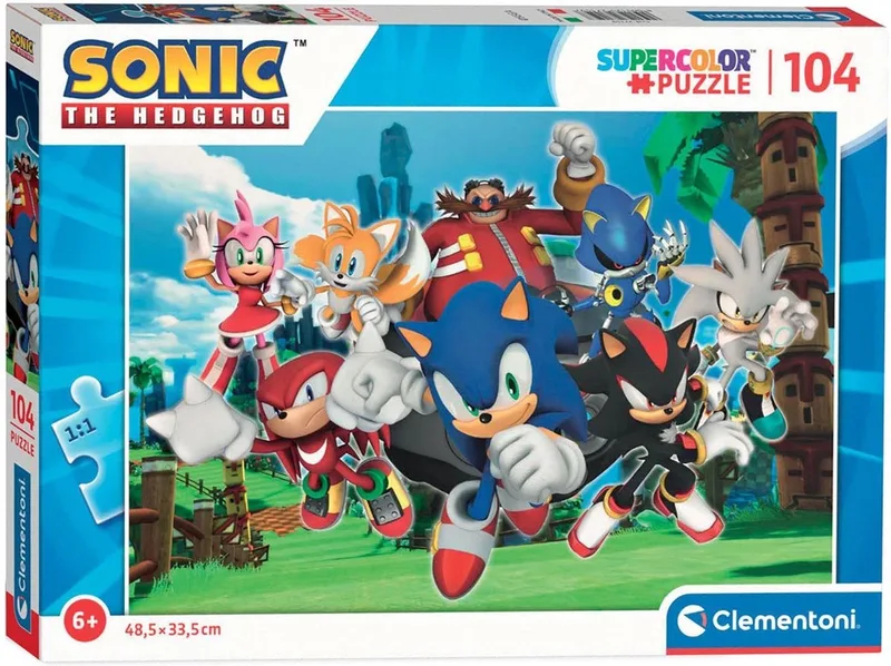Puzzel - 104 Stukjes - Sonic - Kinderen en Volwassenen van Clementoni, editie Meerkleurig – doos