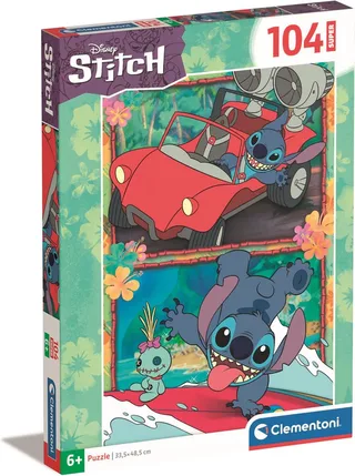 Puzzel - 104 Stukjes - Stitch Disney Avontuur - Vanaf 6 Jaar de Clementoni, édition Multicolore – boîte 1 sur 2