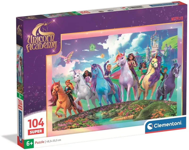 Puzzel - 104 Stukjes - Unicorn Academy - Super - vanaf 4 jaar van Clementoni, editie Meerkleurig – doos