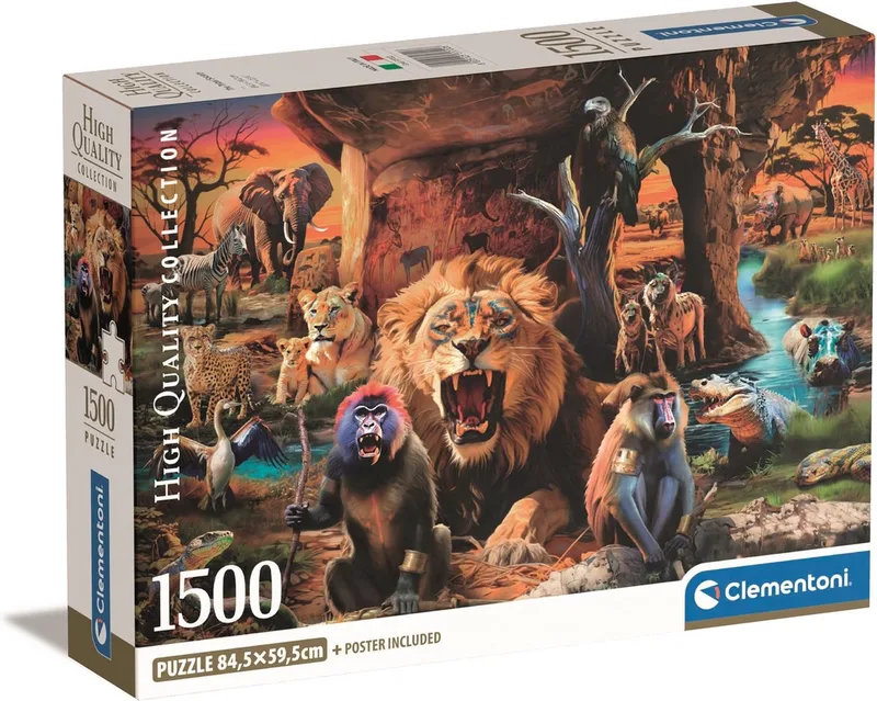 Puzzel - 1500 Stukjes - Dieren Compact Box 2024 - Puzzel Voor Volwassenen de Clementoni, édition Multicolore – boîte