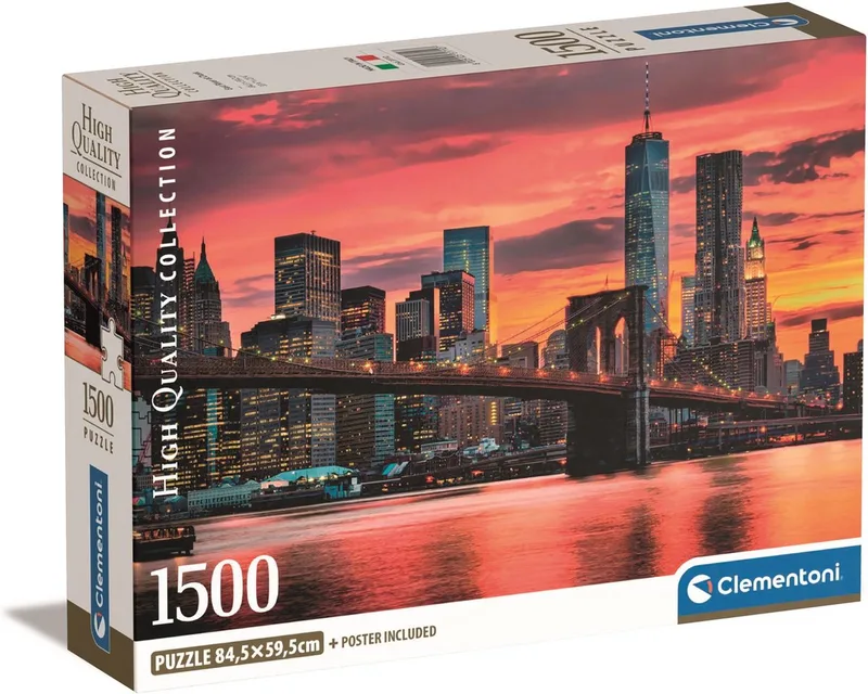 Puzzel - 1500 Stukjes - East River bij Dusk - Puzzel Voor Volwassenen from Clementoni, Multicolour edition – box