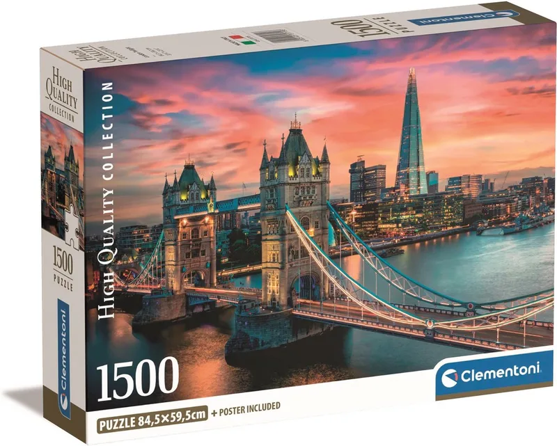 le Puzzle européen Made in Italie Puzzle Crépuscule sur Londres - 1500 pièces de Clementoni, édition Multicolore – boîte 1 sur 2