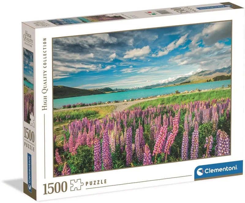 Puzzel - 1500 Stukjes - Lupines aan Lake Tekapo - Puzzel Voor Volwassenen - High Quality Collection from Clementoni, Multicolour edition – box