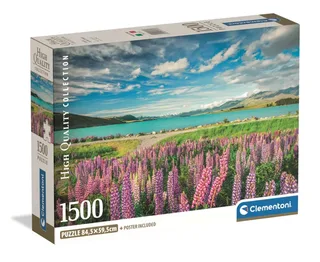 Puzzel - 1500 Stukjes - Lupins aan het Tekapo Meer - Puzzel Voor Volwassenen - High Quality Collection from Clementoni, Multicolour edition – box 2 of 2