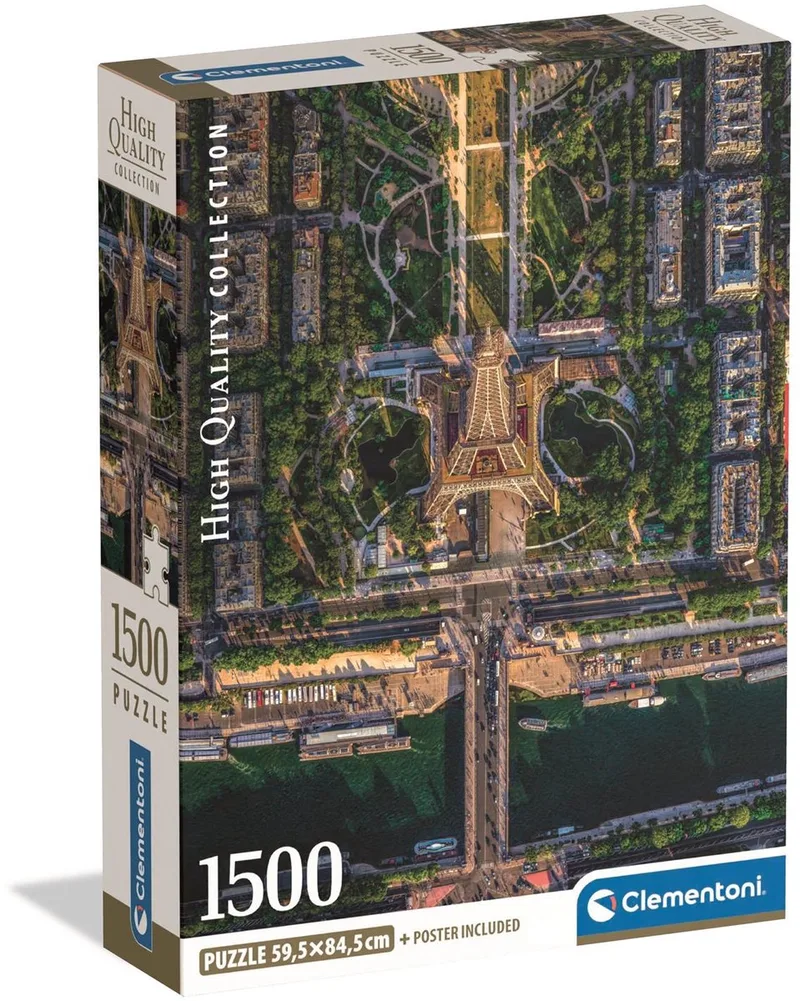 Puzzel - 1500 Stukjes - Vliegend Over Parijs - Puzzel Voor Volwassenen - High Quality Collection fra Clementoni, Flerfarvet-udgave – æske 1 af 2