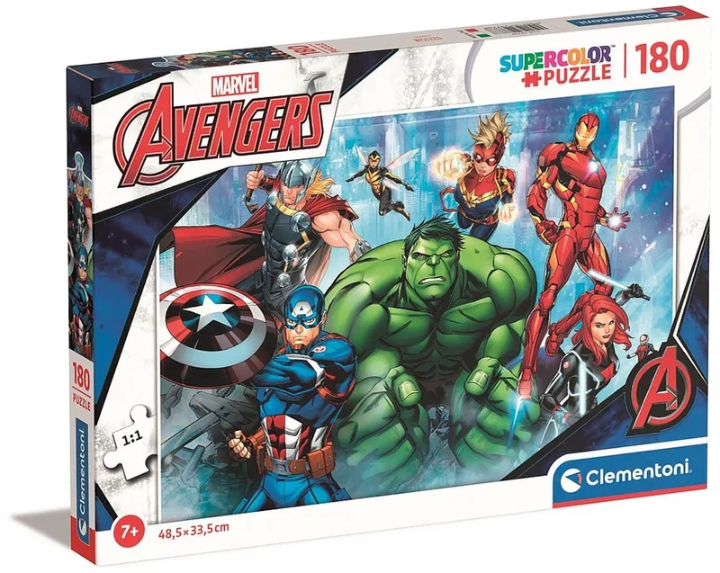 Puzzel - 180 Stukjes - Marvel Avengers Supercolor - Vanaf 7 Jaar van Clementoni, editie Meerkleurig – doos