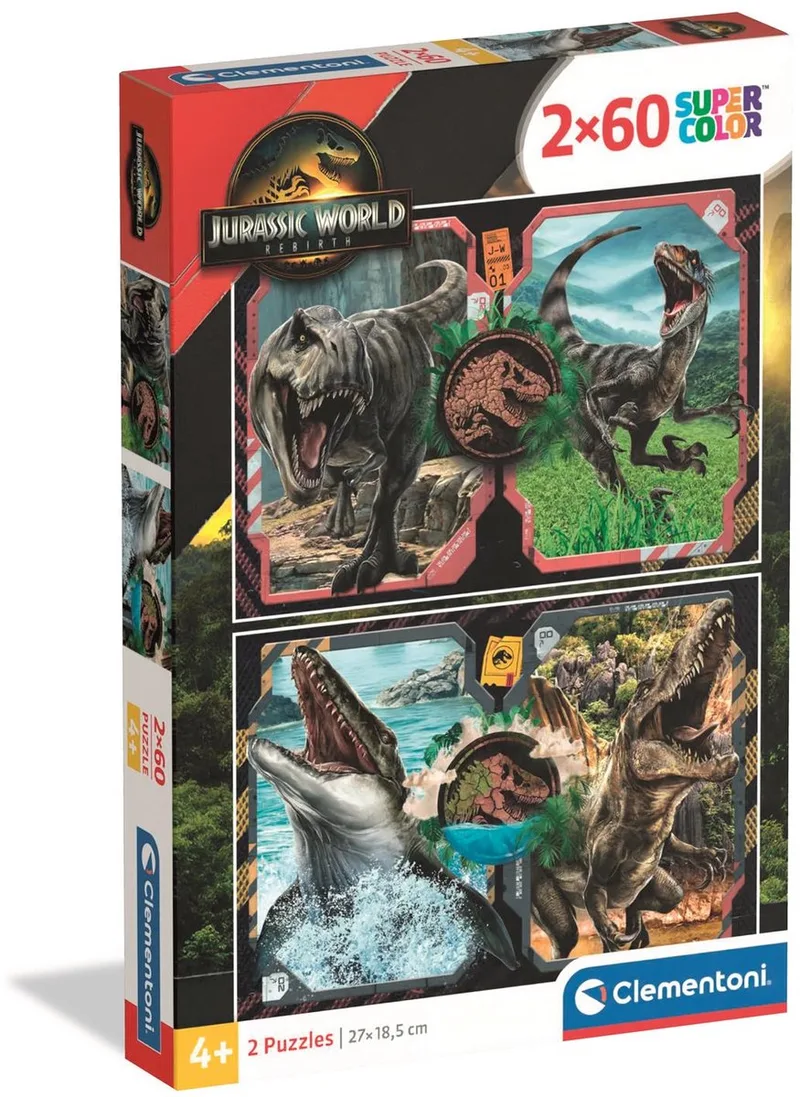 Puzzel - 2 x 60 stukjes - Jurassic World Rebirth - vanaf 4 jaar von Clementoni, Ausgabe Mehrfarbig – Schachtel