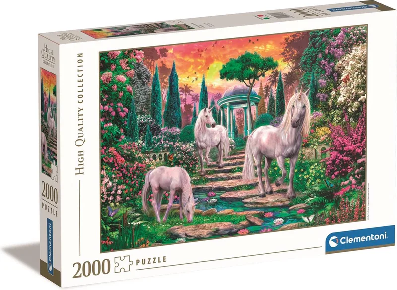 Puzzel - 2000 Stukjes - Klassieke Tuin met Eenhoorns - Puzzel Voor Volwassenen from Clementoni, Multicolour edition – box