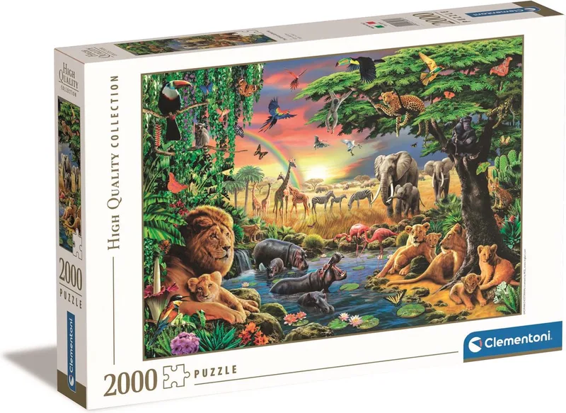 Puzzel - 2000 Stukjes - The African Gathering - Puzzel Voor Volwassenen - High Quality Collection from Clementoni, Multicolour edition – box
