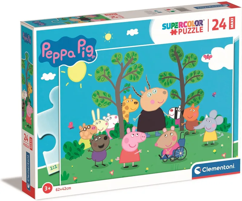 Puzzel - 24 Maxi Stukjes - Avontuur - Kinderen Vanaf 3 Jaar fra Clementoni, Peppa Pig-udgave – æske