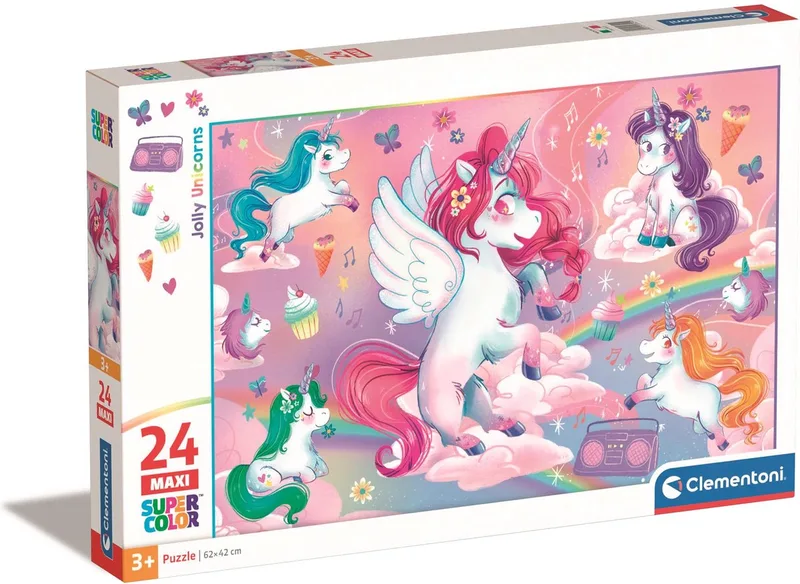 Puzzel - 24 Maxi Stukjes - Eenhorns - Kinderpuzzel - Vanaf 3 Jaar van Clementoni, editie Meerkleurig – doos