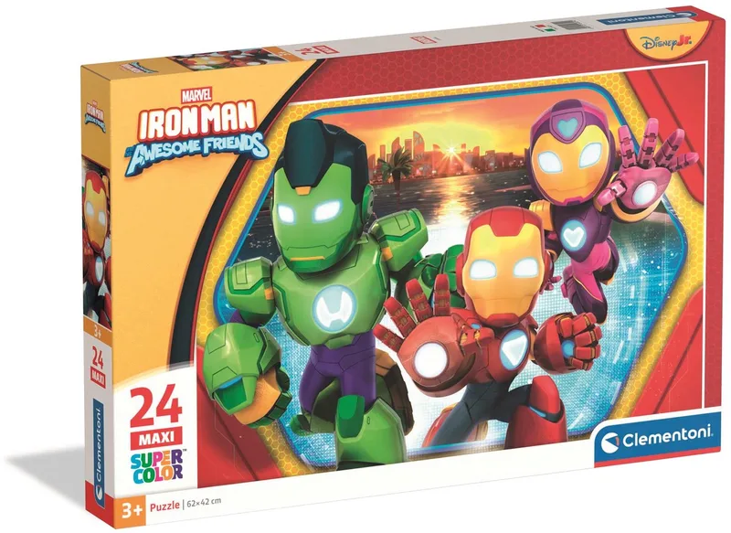 Puzzel - 24 Stukjes - Ironman and his Awesome Friends - Kinderpuzzel -vanaf 3 jaar van Clementoni, editie Meerkleurig – doos