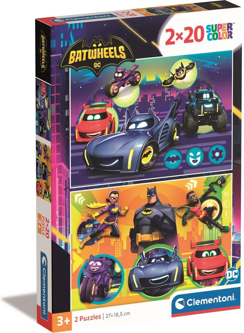 Puzzel - 2x20 Stukjes - Batwheels - Puzzel Voor Kinderen - Vanaf 3 Jaar fra Clementoni, Flerfarvet-udgave – æske