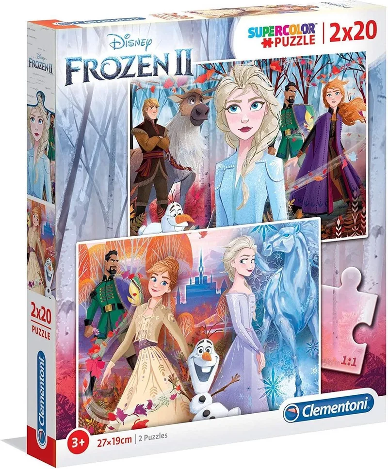 Puzzel - 2x20 Stukjes - Frozen 2 - Puzzel Voor Kinderen - Vanaf 3 Jaar fra Clementoni, Flerfarvet-udgave – æske