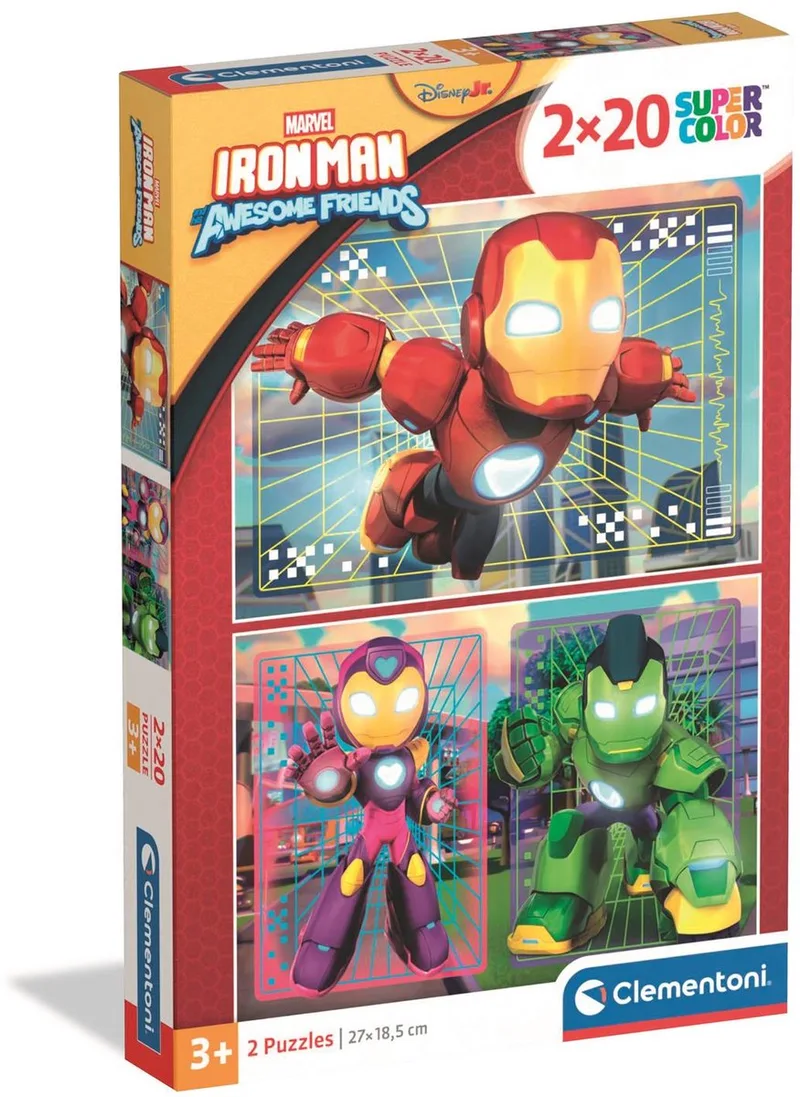 Puzzel - 2x20 Stukjes - Ironman and his Awesome Friends - Puzzel voor kinderen vanaf 3 jaar från Clementoni, utgåva Flerfärgad – kartong