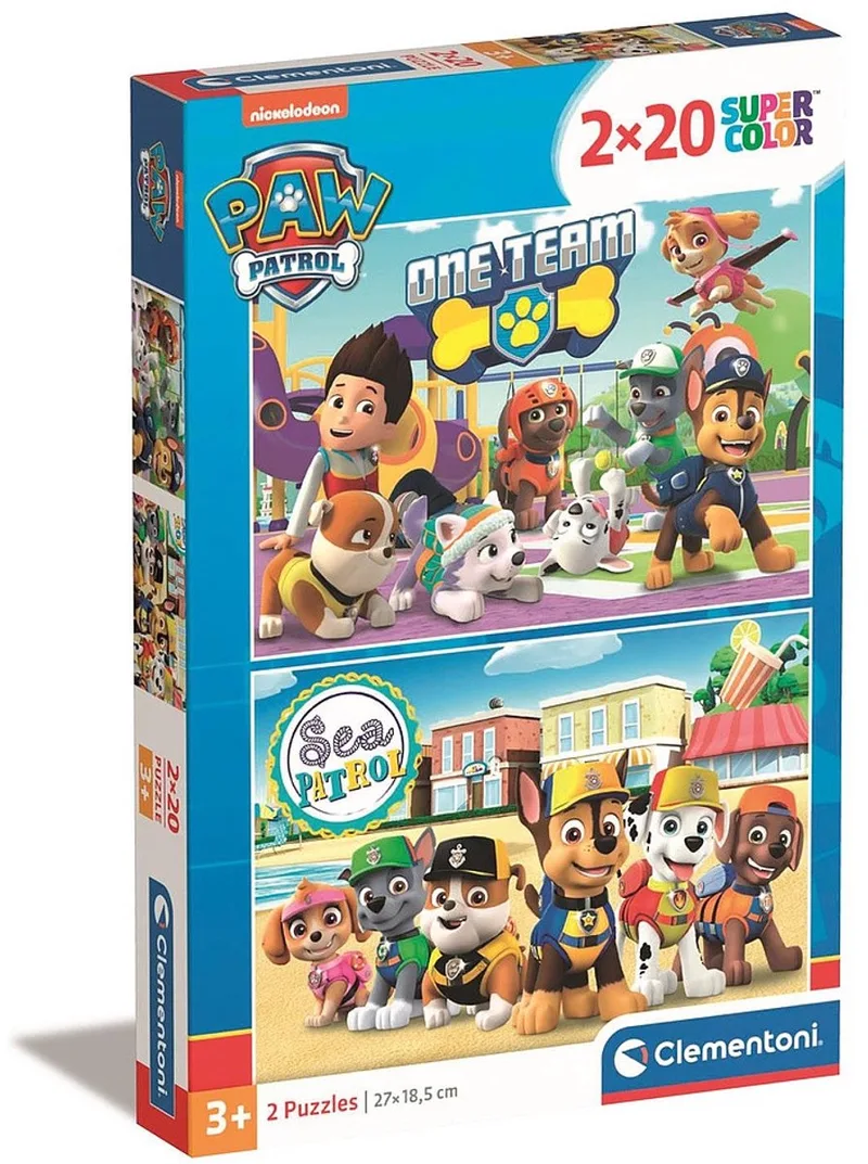 Puzzel - 2x20 Stukjes - Paw Patrol - Educatieve Puzzels Voor Kinderen vanaf 3 Jaar from Clementoni, Multicolour edition – box 1 of 3