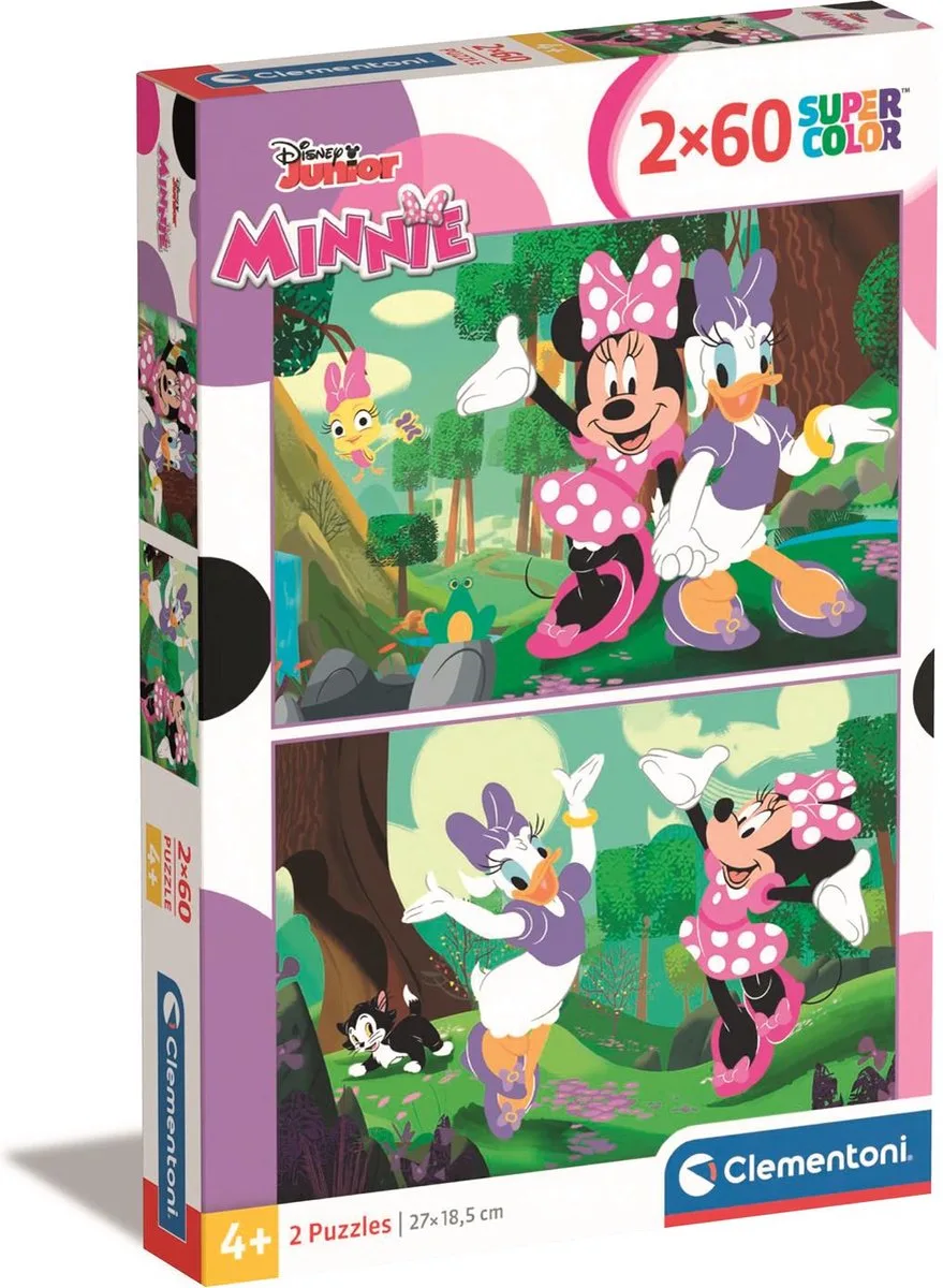 Puzzel - 2x60 Stukjes - Disney Minnie - Kinderpuzzel - Vanaf 4 Jaar fra Clementoni, Flerfarvet-udgave – æske