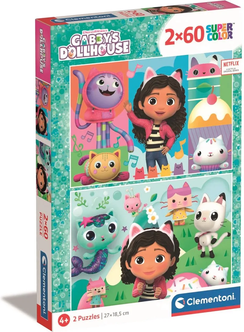 Puzzel - 2x60 Stukjes - Gabby's Dollhouse - Puzzels Voor Kinderen - Vanaf 4 Jaar from Clementoni, Multicolour edition – box