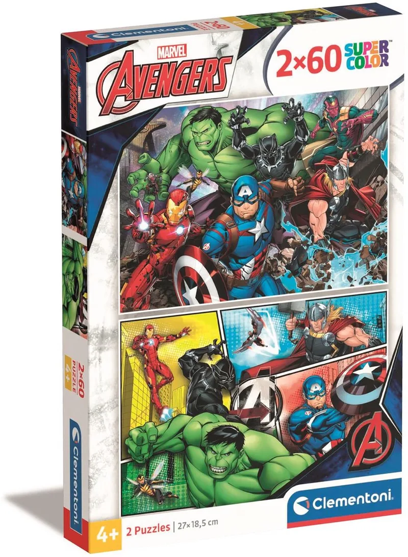 Puzzel - 2x60 Stukjes - Marvel Avengers - Puzzel Voor Kinderen - Vanaf 5 Jaar from Clementoni, Multicolour edition – box
