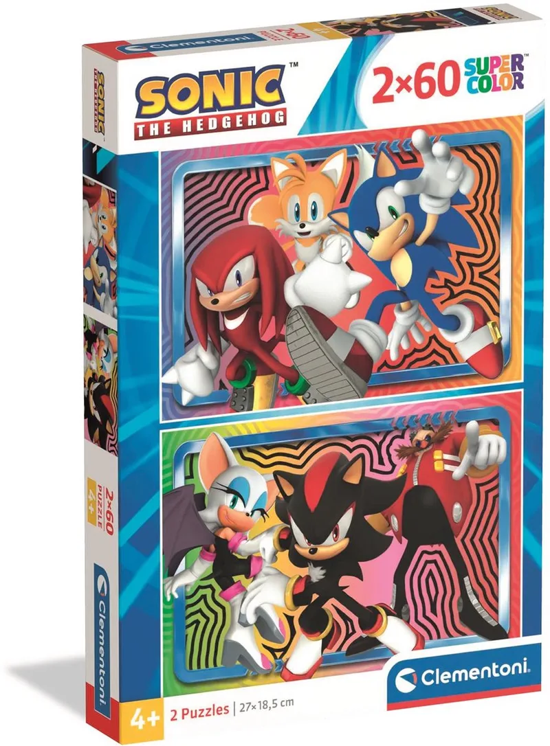 Puzzel - 2x60 Stukjes - Sonic - Puzzel Voor Kinderen - Vanaf 4 Jaar van Clementoni, editie Meerkleurig – doos