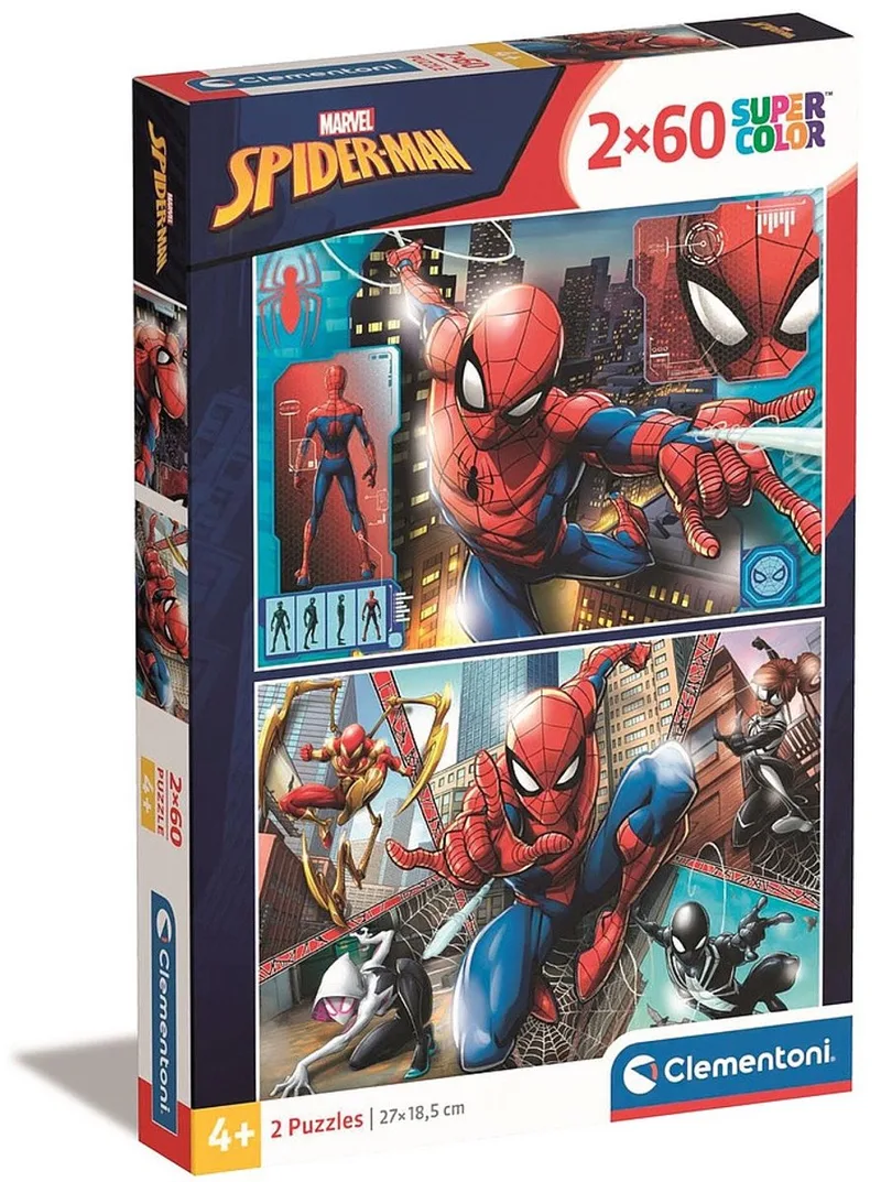 Puzzel - 2x60 Stukjes - Spider-Man - Puzzel Voor Kinderen - Vanaf 5 Jaar van Clementoni, editie Meerkleurig – doos 1 van 2