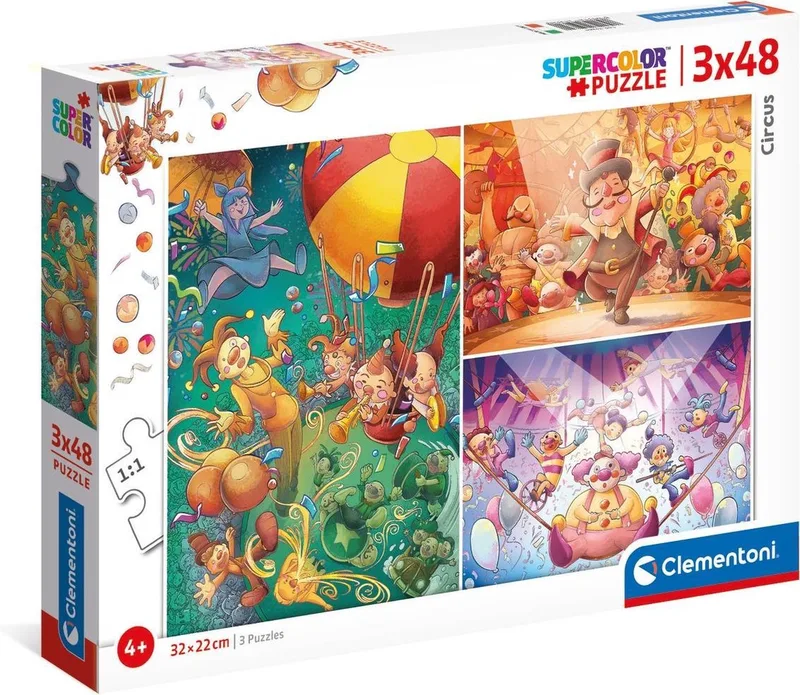 PUZZEL 3 X 48 STUKJES CIRCUS from Clementoni, Multicolour edition – box