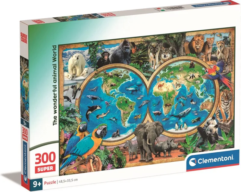 le Puzzle européen Made in Italie Puzzle Le Monde Merveilleux des Animaux - 200 à 499 pièces de Clementoni, édition Multicolore – boîte 1 sur 2