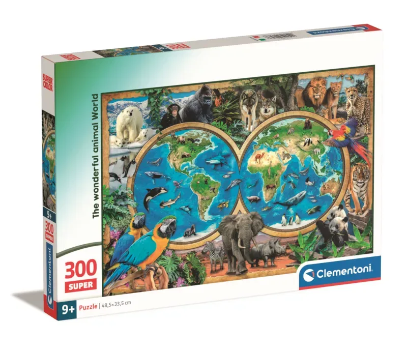 le Puzzle européen Made in Italie Puzzle Le Monde Merveilleux des Animaux - 200 à 499 pièces de Clementoni, édition Multicolore – boîte 2 sur 2