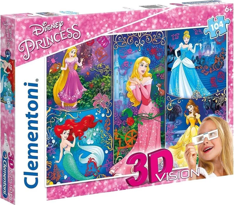 Puzzel 3d-vision Disney Princess 104 Stukjes de Clementoni, édition Multicolore – boîte
