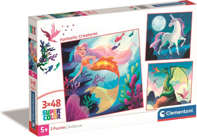 Puzzel - 3x48 Stukjes - Fantasie Wezens - Puzzel Voor Kinderen - Vanaf 5 Jaar von Clementoni, Ausgabe Mehrfarbig – Schachtel