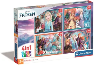 Puzzel - 4 in 1 - Frozen - Puzzel Voor Kinderen - Supercolor de Clementoni, édition Disney Frozen – boîte 1 sur 4