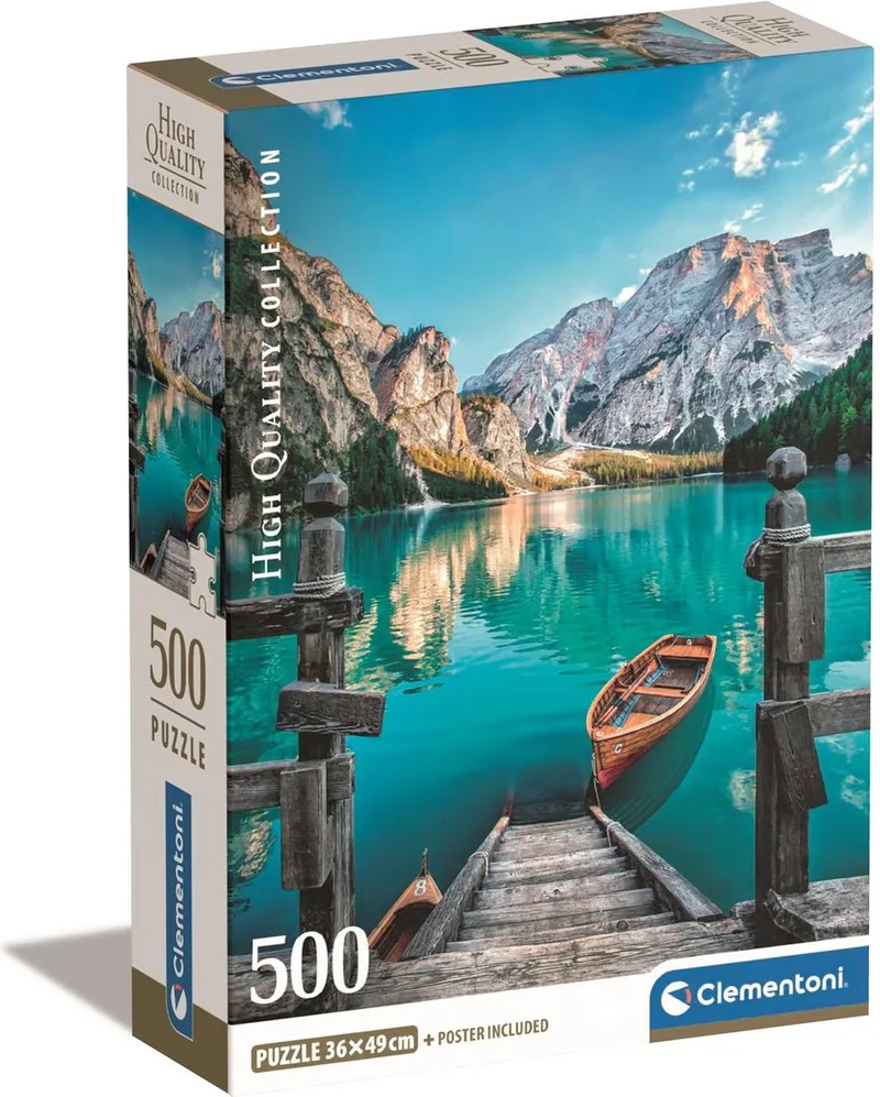 Puzzel - 500 Stukjes - Braies Meer - Puzzel Voor Volwassenen - High Quality Collection van Clementoni, editie Meerkleurig – doos