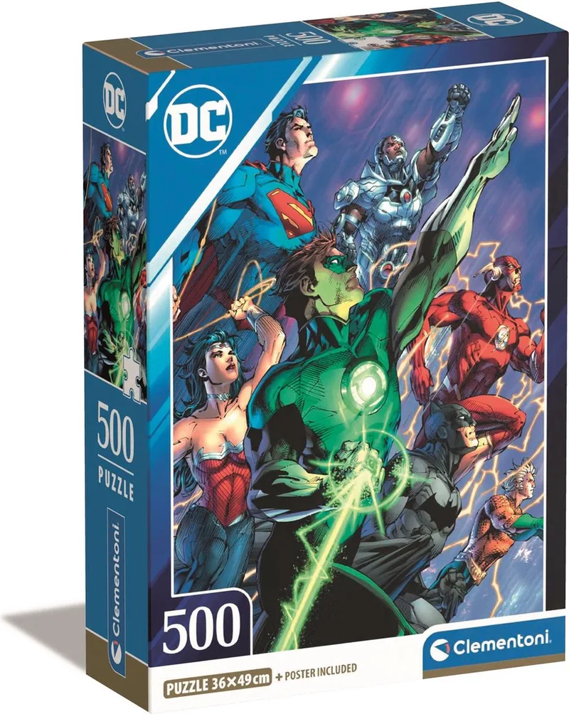 Puzzel - 500 Stukjes - DC Comics - Compact Box - High Quality Collection from Clementoni, Multicolour edition – box