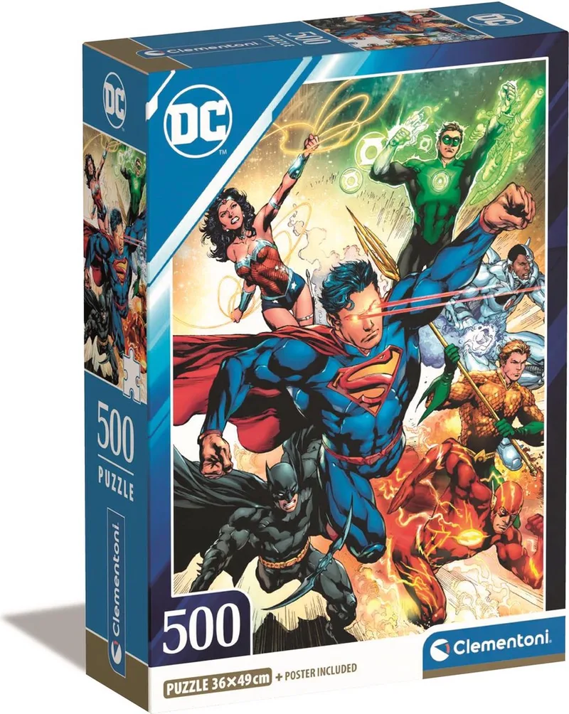 Puzzel - 500 Stukjes - DC Comics Superman - Compact Box - High Quality Collection van Clementoni, editie Meerkleurig – doos