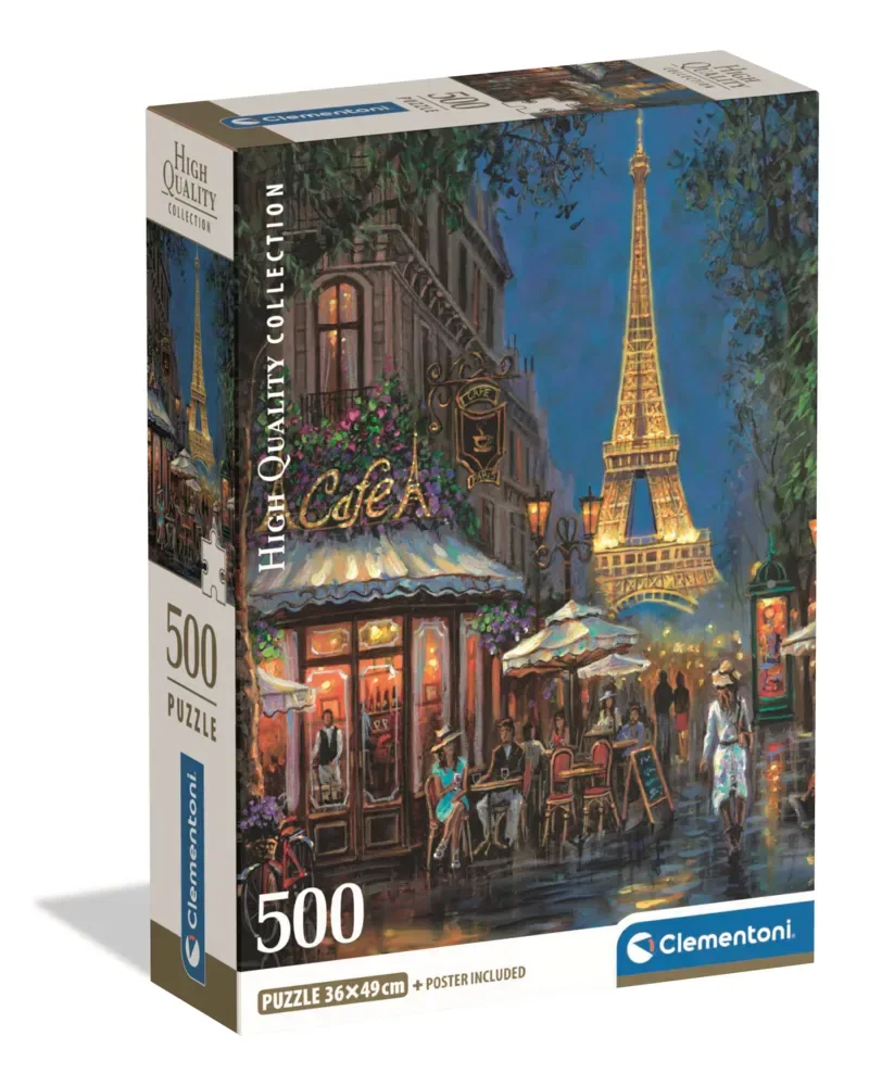 Puzzel - 500 Stukjes - Nacht in het Eiffel Café - Puzzel Voor Volwassenen - High Quality Collection van Clementoni, editie Meerkleurig – doos 2 van 2