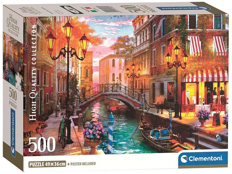 Puzzel - 500 Stukjes - Zonsondergang Over Venetië - Puzzel Voor Volwassenen - High Quality Collection van Clementoni, editie Meerkleurig – doos
