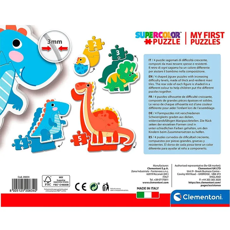 Puzzel - 6 Stukjes - Dinosaurus - Puzzel Voor Kinderen - My First Puzzles van Clementoni, editie Meerkleurig – doos 3 van 3