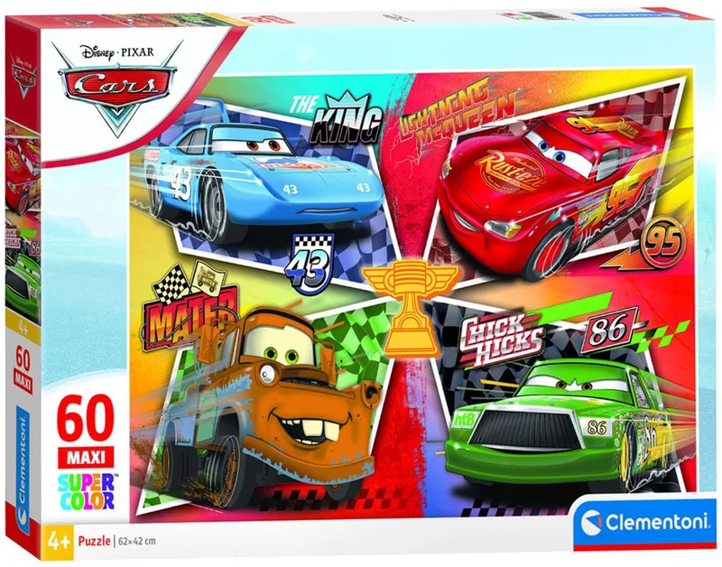 Puzzel - 60 Maxi Stukjes - Cars Thema - Kinderpuzzel - Vanaf 4 jaar van Clementoni, editie Meerkleurig – doos