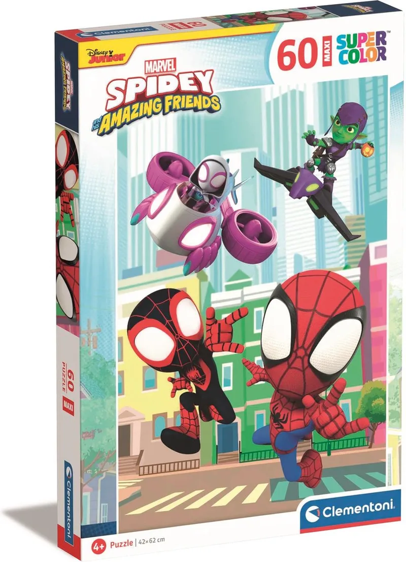 Puzzel - 60 Maxi Stukjes - Marvel Spidey en zijn Geweldige Vrienden - Kinderpuzzel - Vanaf 4 jaar van Clementoni, editie Meerkleurig – doos
