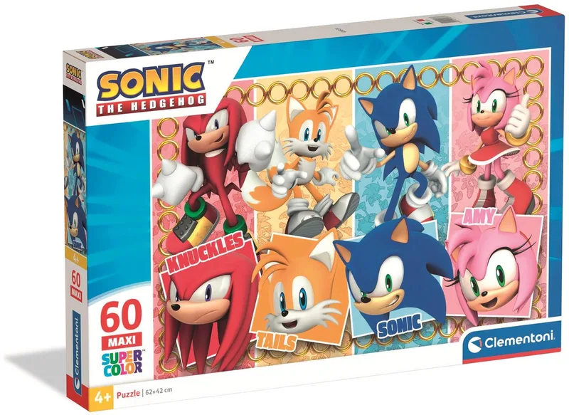 Puzzel - 60 Maxi Stukjes - Sonic - Kinderpuzzel - Vanaf 4 jaar van Clementoni, editie Meerkleurig – doos