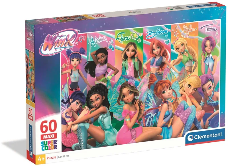 Puzzel - 60 Stukjes - Winx Club - Super Color - Maxi - vanaf 4 jaar from Clementoni, Multicolour edition – box