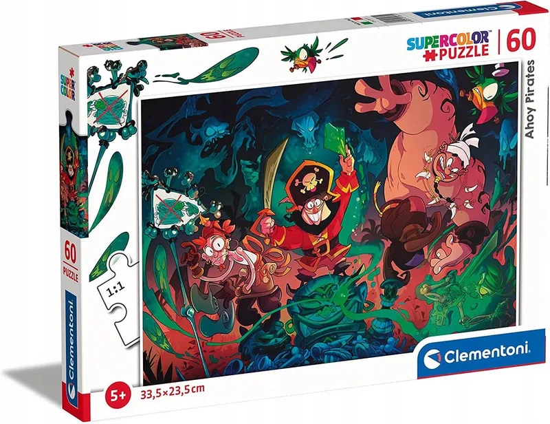 Puzzel 60 Stukken - Ahoy Pirates! Kleurrijk Avontuur van Clementoni, editie Meerkleurig – doos