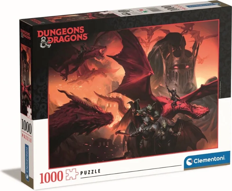 Puzzel - Dungeons and Dragons - Dragon riders - 1000 stukjes van Clementoni, editie Meerkleurig – doos