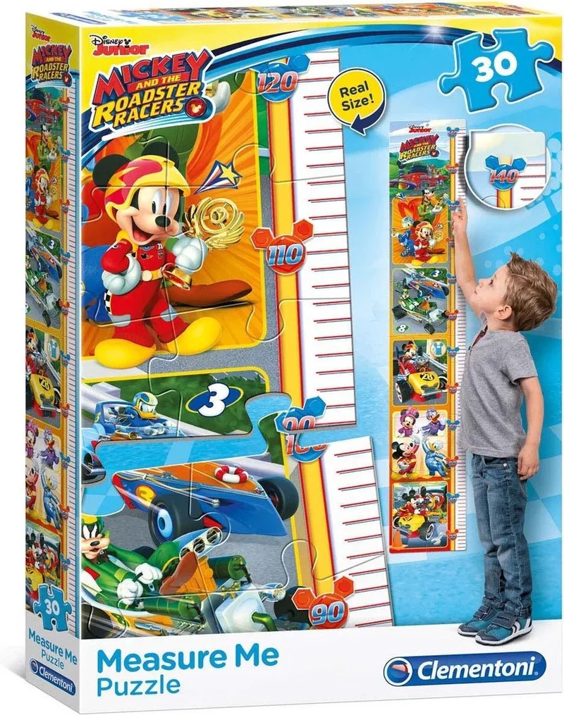 Puzzel Meetlat Mickey Roadster Racers 30 Stukjes van Clementoni, editie Meerkleurig – doos